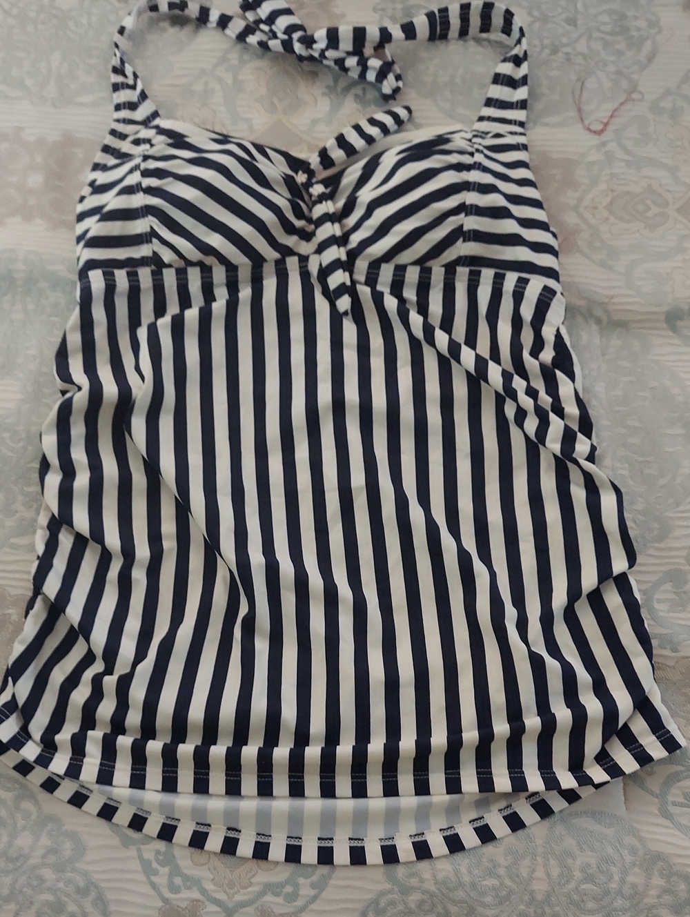 Motherhood Navy and White Striped Tankini Top